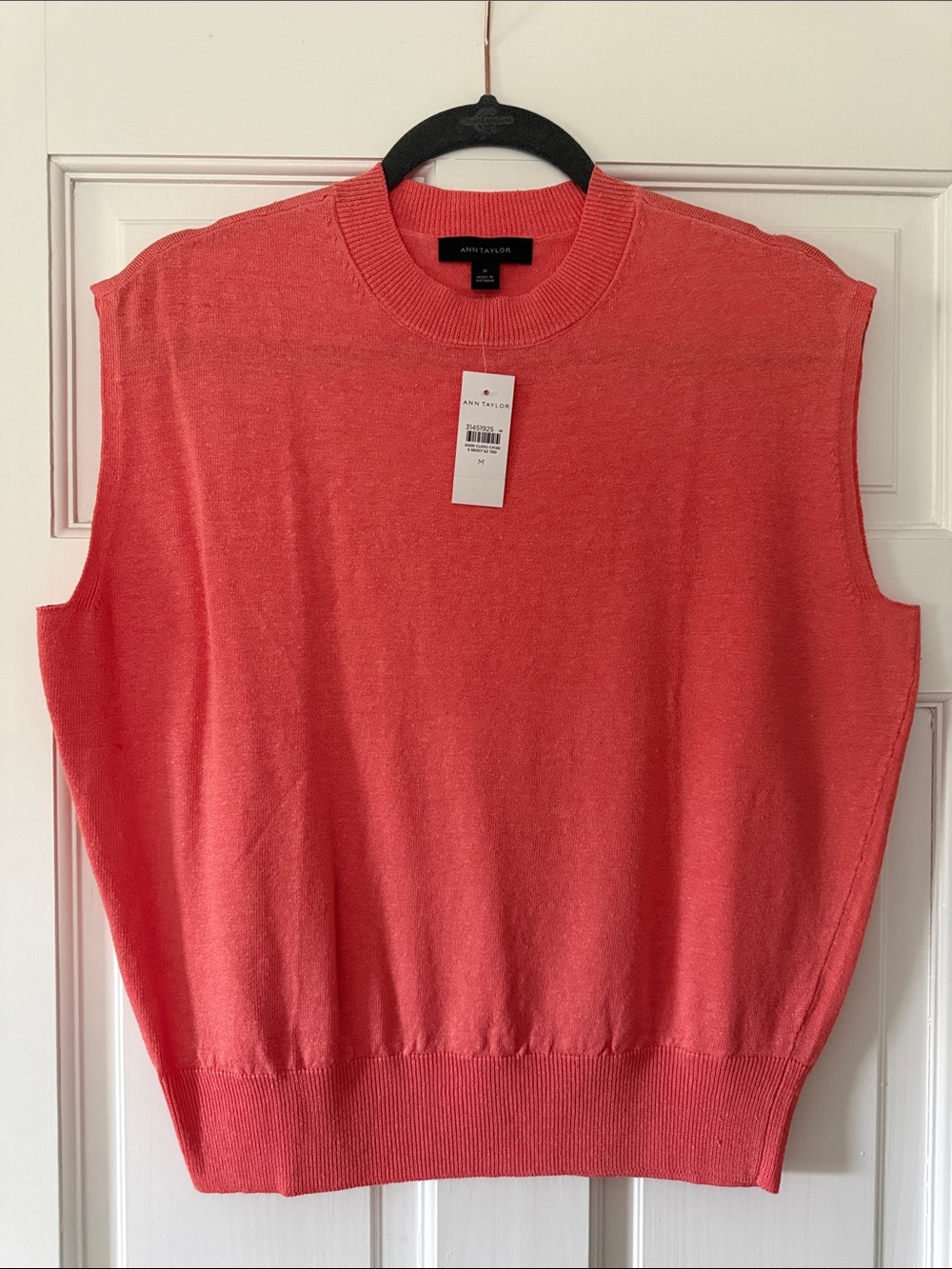 Ann Taylor Coral Sleeveless Crewneck Sweater